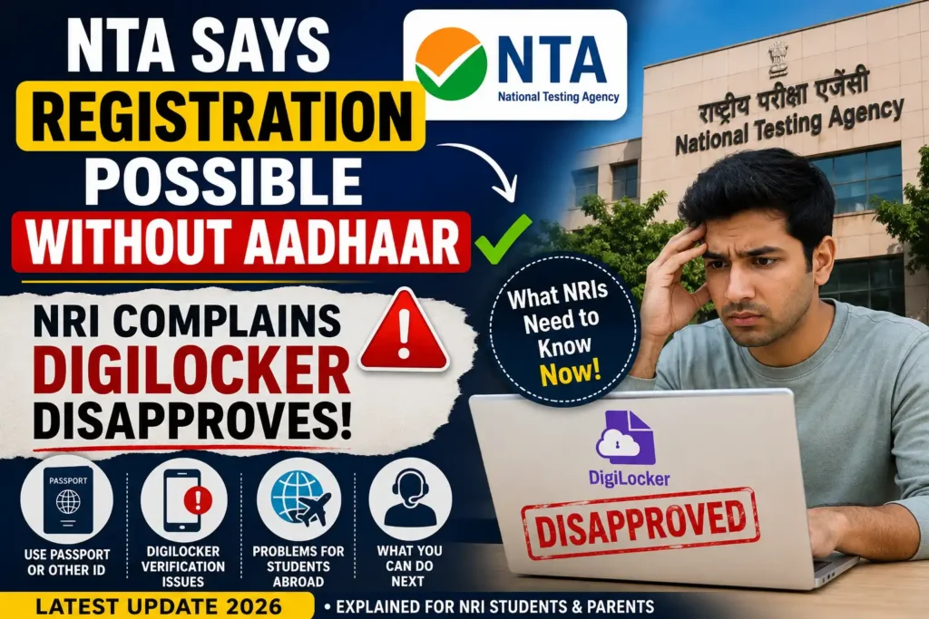 NTA Registration Without Aadhaar for NRIs